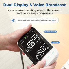 Checkme Bluetooth Blood Pressure Monitor: Dual Display, Voice Guide, XL Cuff - Track Your Health Easily!