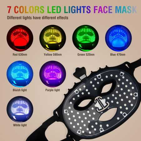 ANGAUSS LED Face Mask: 7 Color Light Therapy for Anti-Aging & Radiant Skin - Comfortable, Portable, & Rechargeable!