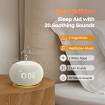 Reacher Sleep Sound Machine Alarm Clock: Auto-Dimming, White Noise, USB Charge, Night Light