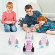Jouet Robot ALLCELE pour Filles, Télécommande, Yeux LED, Rechargeable, Rose