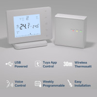 Smart WiFi Thermostat: Wireless, Voice Control, & USB Powered - Save Energy & Stay Cozy!
