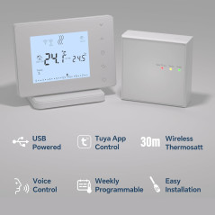 Smart WiFi Thermostat: Wireless, Voice Control, & USB Powered - Save Energy & Stay Cozy!