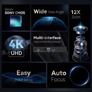 Caméra PTZ UHD 4K Tenveo avec Zoom 12X pour Conférences et Streaming