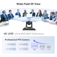Tenveo Caméra PTZ 4K UHD 12X Zoom Optique : Capturez lExcellence pour vos Conférences et Livestreams!