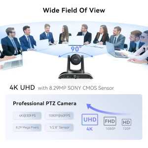 Tenveo Caméra PTZ 4K UHD 12X Zoom Optique : Capturez lExcellence pour vos Conférences et Livestreams!