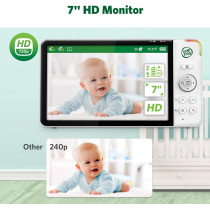 LeapFrog 7" HD Baby Monitor — 360° camera, color night vision, 8x zoom, 2-way talk, night light & temp sensor!