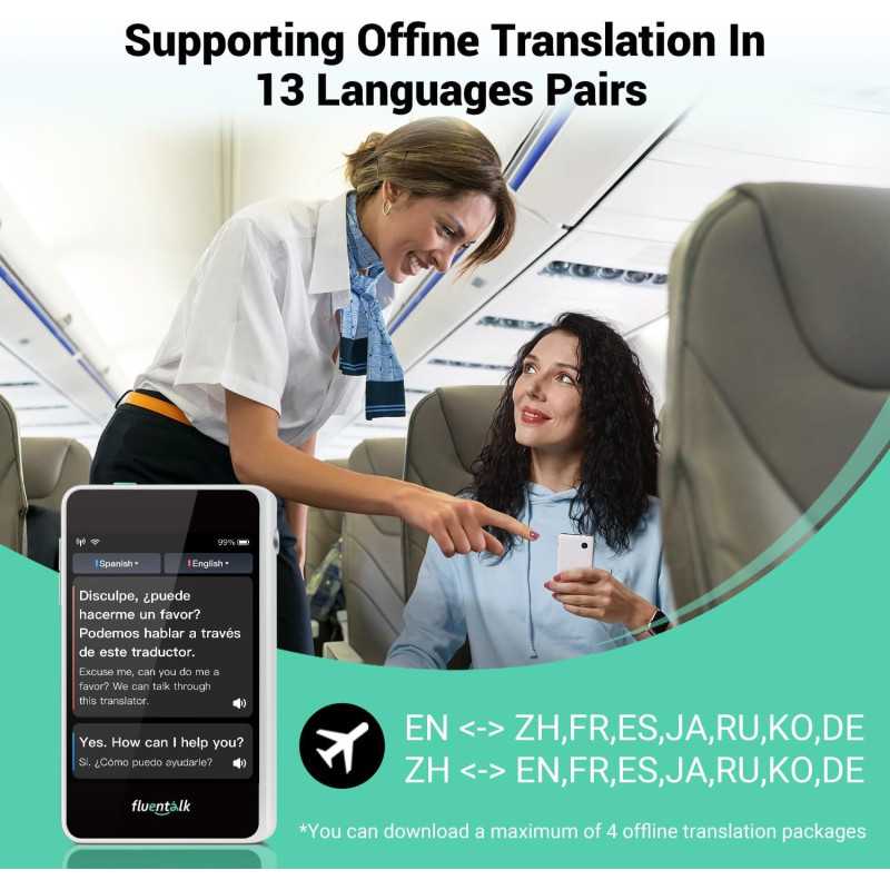 Traducteur Mini Timekettle Fluentalk T1 : 40 Langues, Sans WiFi