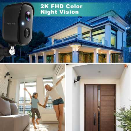 Caméra de Surveillance Extérieure 2K Sans Fil: IA, Vision Nocturne Couleur & Alarme - Protégez Votre Maison!