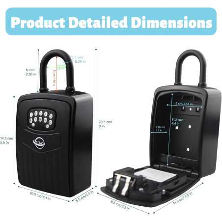 Smart Bluetooth Key Lock Box – App Access, 6-Digit Code, Wall-Mounted