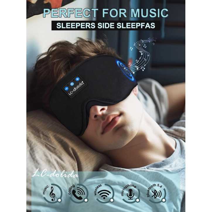 LC-dolida Sleep Headphones Mask: Bluetooth 5.4, 3D Comfort for Side Sleepers - Block Light & Relax! LC-dolida Sleep Headphones Mask: Bluetooth 5.4, 3D Comfort for Side Sleepers - Block Light & Relax!