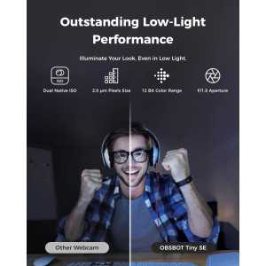 OBSBOT Tiny SE: AI Tracking 1080P Webcam - Crystal Clear Streaming at 100FPS!