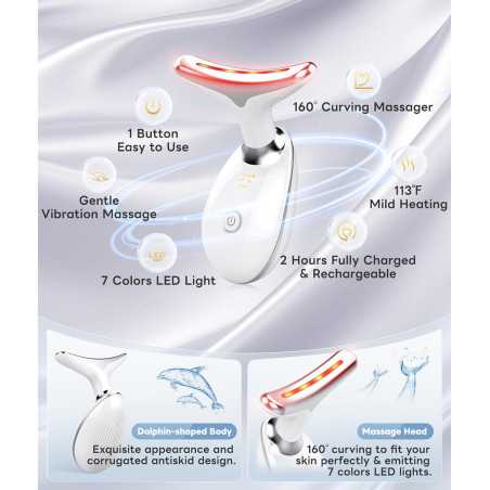 Masseur Visage Lumière 7 Couleurs ELISHINE : Rajeunissement Portable pour une Peau Éclatante