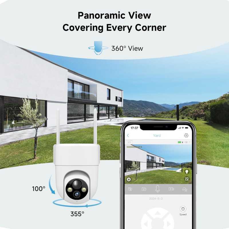 2K Wireless Solar Security Cameras - 360° View & Color Night Vision