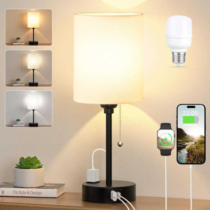 Lampe de Chevet Multifonctionnelle avec USB & Chaîne - Éclairage Personnalisé pour Enfants & Adultes Lampe de Chevet Multifonctionnelle avec USB & Chaîne - Éclairage Personnalisé pour Enfants & Adultes