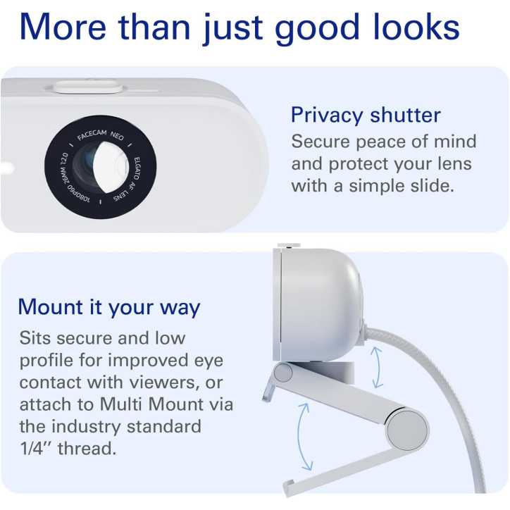 Elgato Facecam Neo : Webcam Full HD 1080p/60fps, Obturateur de Confidentialité, Correction Lumière - Pour Streaming et Appels... Elgato Facecam Neo : Webcam Full HD 1080p/60fps, Obturateur de Confidentialité, Correction Lumière - Pour Streaming et Appels...