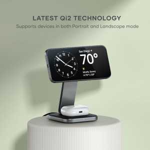 Qi2 15W Satechi 2-in-1 Wireless Charger for iPhone & AirPods Pro