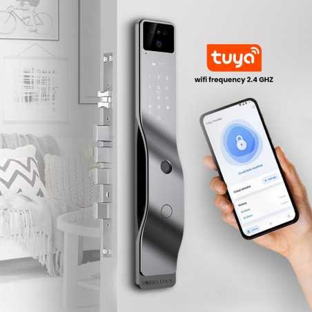Serrure Intelligente 3D WiFi: Reconnaissance Faciale, Empreinte, Code, Caméra - Sécurité Connectée Alexa & Tuya