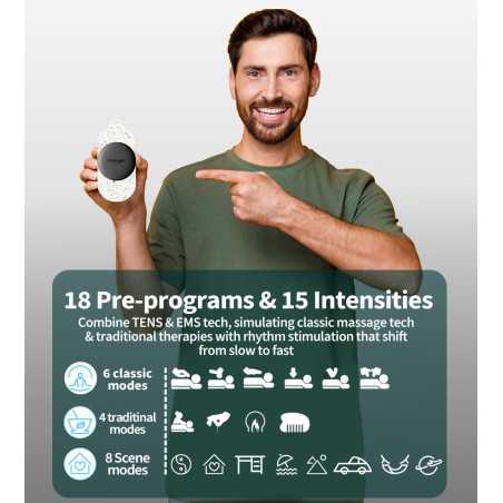 Wireless TENS Muscle Stimulator - App Controlled, 18 Modes for Pain Relief & Recovery