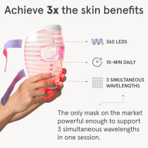 iRestore LED Face Mask: 360 LEDs Red, Blue & Infrared Light Therapy for Wrinkle Reduction & Youthful Skin