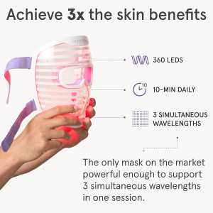 iRestore LED Face Mask: 360 LEDs Red, Blue & Infrared Light Therapy for Wrinkle Reduction & Youthful Skin
