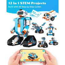 WhalesBot E7 Pro: 12-in-1 STEM Coding Robot Kit for Kids 8-12. Build, Code & Learn!