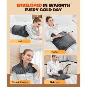 Rapid Relief Heating Pad - Graphene Tech for Neck, Shoulder & Back Pain - 6 Heat Settings & Timer - Perfect Gift!