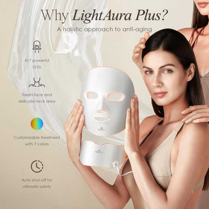 Masque LED Visage & Cou LightAura Plus : Rajeunissement, Anti-Âge, 7 Couleurs pour une Peau Éclatante Masque LED Visage & Cou LightAura Plus : Rajeunissement, Anti-Âge, 7 Couleurs pour une Peau Éclatante