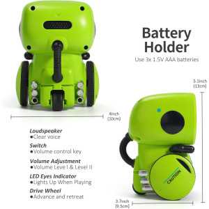 Robot Intelligent GILOBABY: Danse, Chante & Enregistre! Cadeau Idéal 3+ (Vert)