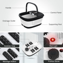 HOSPAN Spa Pieds — Chauffant avec bulles, lumière rouge, 8 rouleaux shiatsu & contrôle température, noir!