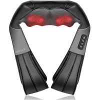 Nekteck Shiatsu Massager — Deep tissue 3D kneading pillow with heat for neck & back muscle pain relief!