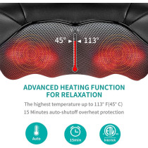 Nekteck Shiatsu Massager — Deep tissue 3D kneading pillow with heat for neck & back muscle pain relief!