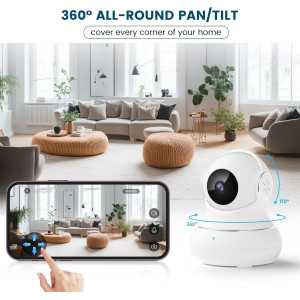 Litokam 2K Indoor Security Camera — 360° pan/tilt, motion detection, night vision & 2-way audio for baby & pet care!