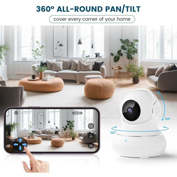 Litokam 2K: Caméra de Surveillance Intérieure 360° - Sécurité Bébé & Animaux, Audio Bidirectionnel Litokam 2K: Caméra de Surveillance Intérieure 360° - Sécurité Bébé & Animaux, Audio Bidirectionnel