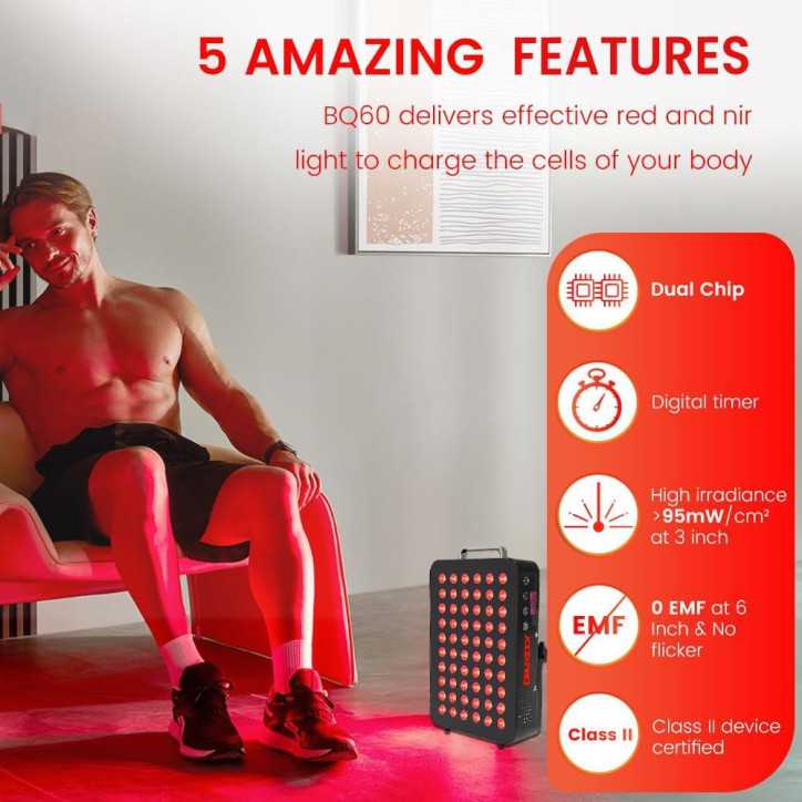 Bestqool 105W Red Light Therapy Panel: Dual Chip LED for Face, Body & Pain Relief Bestqool 105W Red Light Therapy Panel: Dual Chip LED for Face, Body & Pain Relief