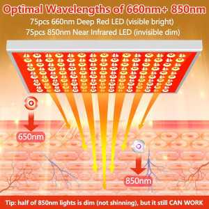 Red Light Therapy Lamp Panel 660nm & 850nm for Full Body & Face Care