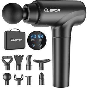 Elefor Massage Gun: Deep Tissue Relief for Athletes - 8 Heads, 20 Speeds - Matte Black