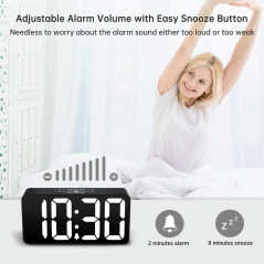 DreamSky Small Digital Alarm Clock: Large Display, USB Charging, Adjustable Volume - Perfect for Bedroom!