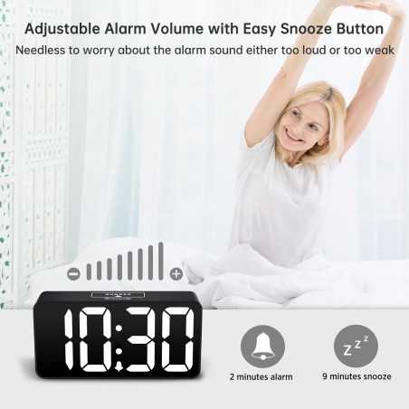 DreamSky Small Digital Alarm Clock: Large Display, USB Charging, Adjustable Volume - Perfect for Bedroom!