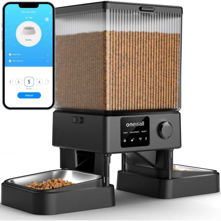 Distributeur Chat Automatique 5G WiFi oneisall: Nourriture Fraîche, Contrôle Facile, Pour 2 Chats!
