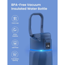 Bouteille deau intelligente BOOST 24oz: Hydratation suivie avec appli, acier inoxydable, bleu