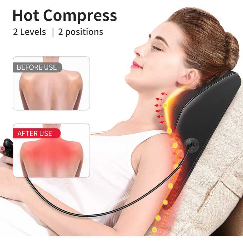 Boriwat 3D Back Massager with Heat – Deep Tissue Pain Relief Pillow