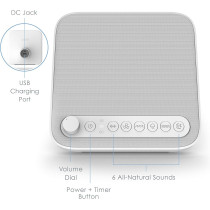 Pure Enrichment Wave Sleep Sound Machine with USB Charger & Auto-Off Timer