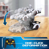 FDJ Transforming Police Car Robot: RC Car Fun with Lights, Sounds & 360 Spin!