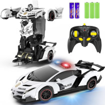 FDJ 1:18 Remote Control Transforming Police Car Robot Toy with Lights