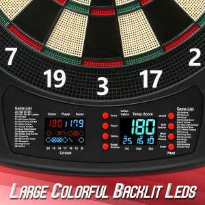 Electronic Dart Board Soft Tip 40 Games, LED Display, 6 Darts & Tips