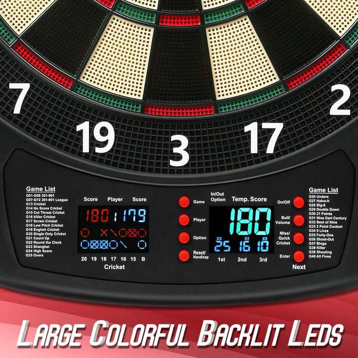 Electronic Dartboard Set: 40 Games, LED Display, 6 Darts & 100 Tips - Family Fun!