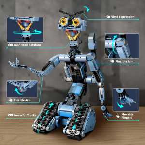 Johnny 5 Robot Télécommandé à Construire: 1176 Pièces, Cadeau Idéal Compatible Lego