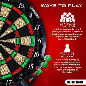 Winmau Ton Machine Electronic Soft Tip Dart Board with 90+ Games & Digital Scoreboard