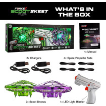Scoot Skeet Drone Shooting Game: Fly, Shoot & Score! LED Mini Drones & Toy Gun Set for Kids & Adults