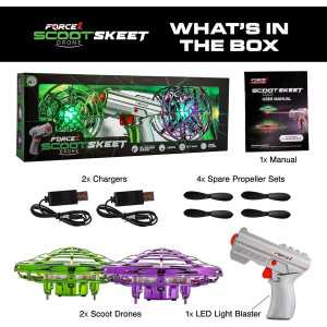 Scoot Skeet : Pack de 3 Mini Drones avec Jeu de Tir LED - Le Jouet Volant Amusant et Sûr pour Enfants!
